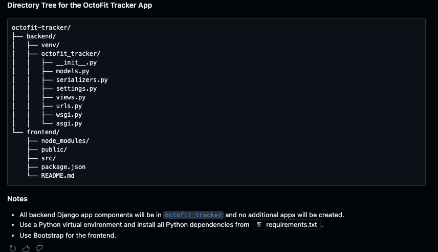 octofit-tracker app directory tree
