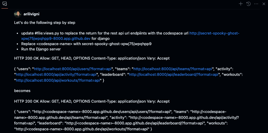 update for codespace endpoint prompt