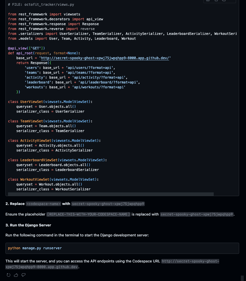 update for codespace endpoint step 2